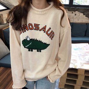Oversized Dinosaur Knit Sweater